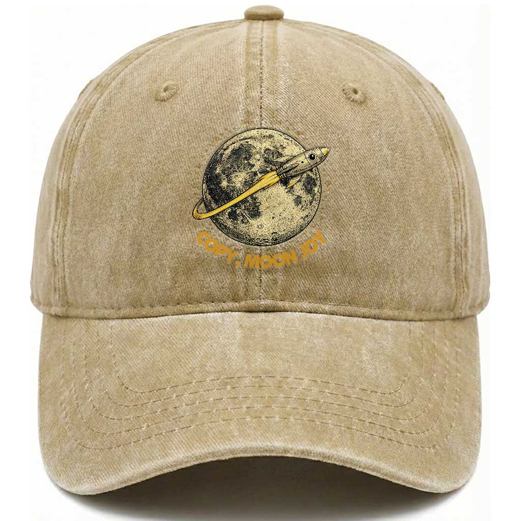 Copy Moon Joy Space Lover Lunar Mission Washed Cotton Baseball Cap Astronaut Sci Fi Graphic TS12 Print Your Wear