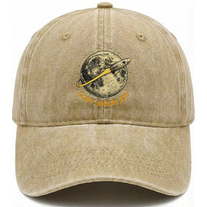 Copy Moon Joy Space Lover Lunar Mission Washed Cotton Baseball Cap Astronaut Sci Fi Graphic TS12 Print Your Wear