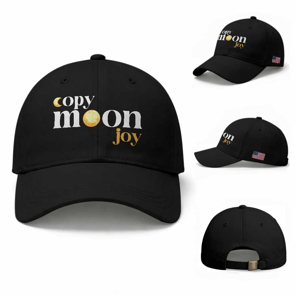 Copy Moon Joy Statement Full Moon Baseball Cap Space Exploration Lunar Journey 2026 TS12 Baseball Cap Universal Fit Black Print Your Wear