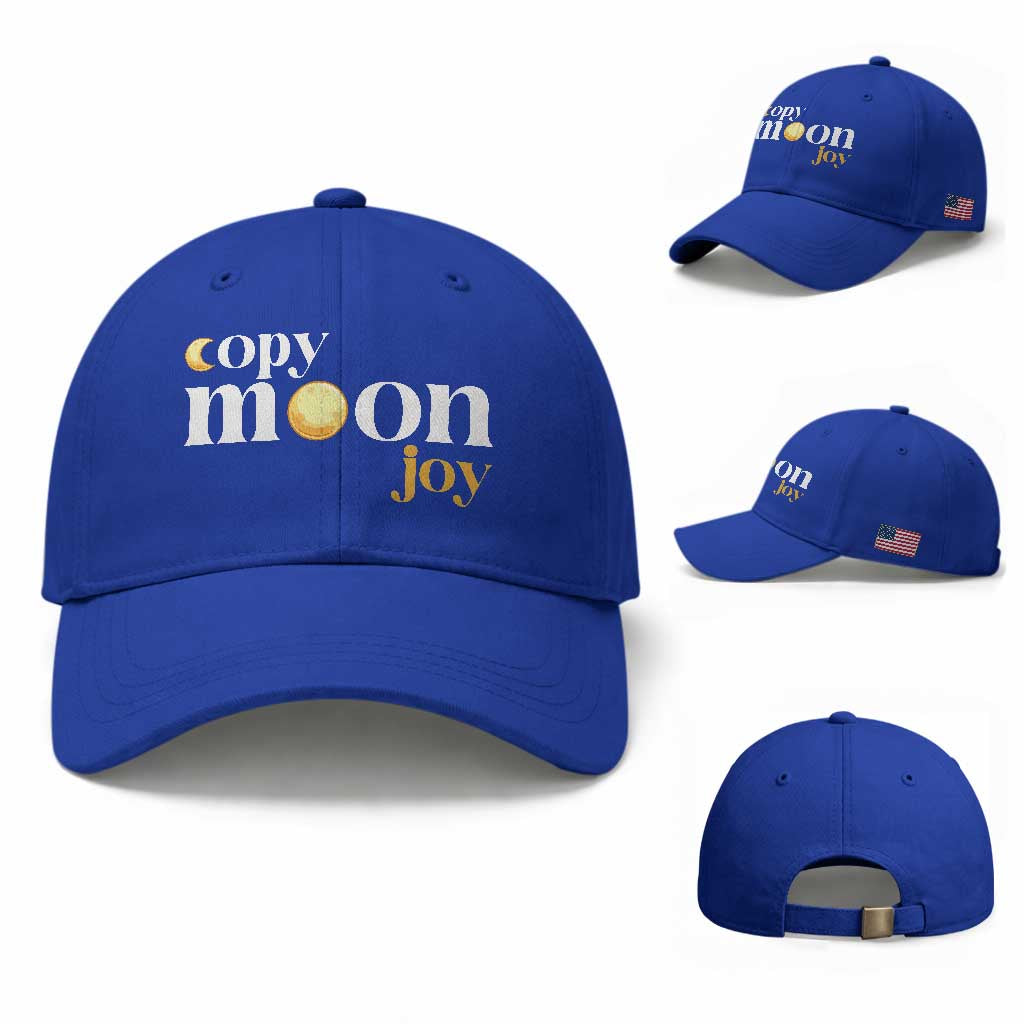 Copy Moon Joy Statement Full Moon Baseball Cap Space Exploration Lunar Journey 2026 TS12 Baseball Cap Universal Fit Royal Blue Print Your Wear