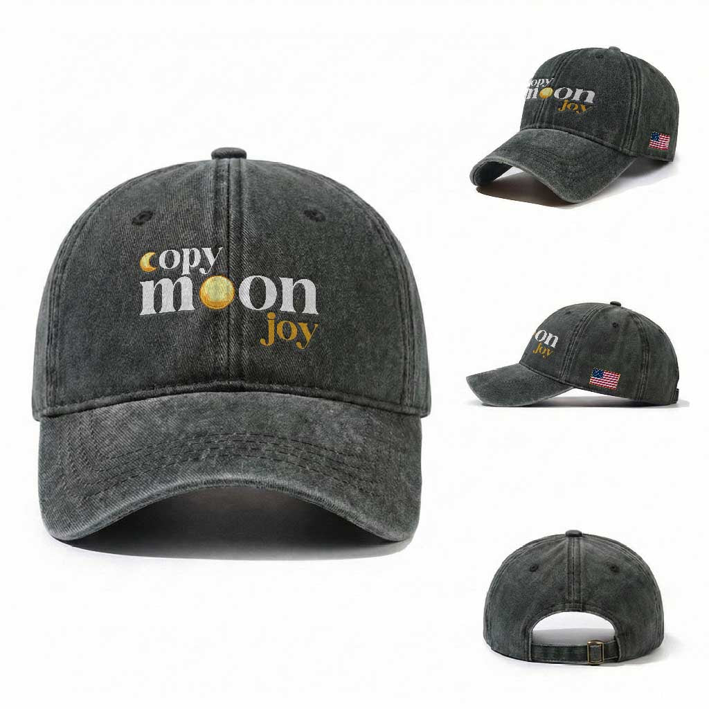 Copy Moon Joy Statement Full Moon Washed Cotton Baseball Cap Space Exploration Lunar Journey 2026 TS12 Washed Cap Universal Fit Dark Green Print Your Wear