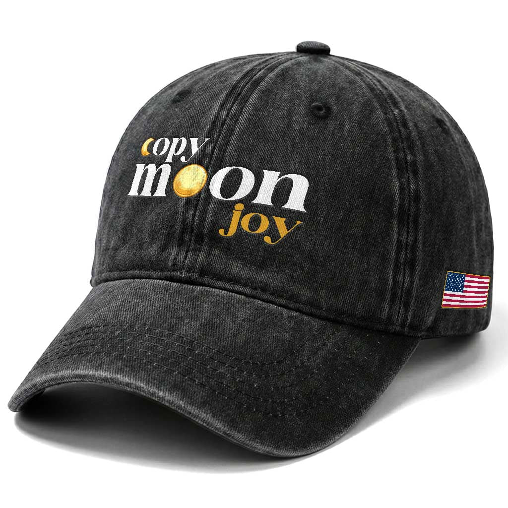 Copy Moon Joy Statement Full Moon Washed Cotton Baseball Cap Space Exploration Lunar Journey 2026 TS12 Print Your Wear