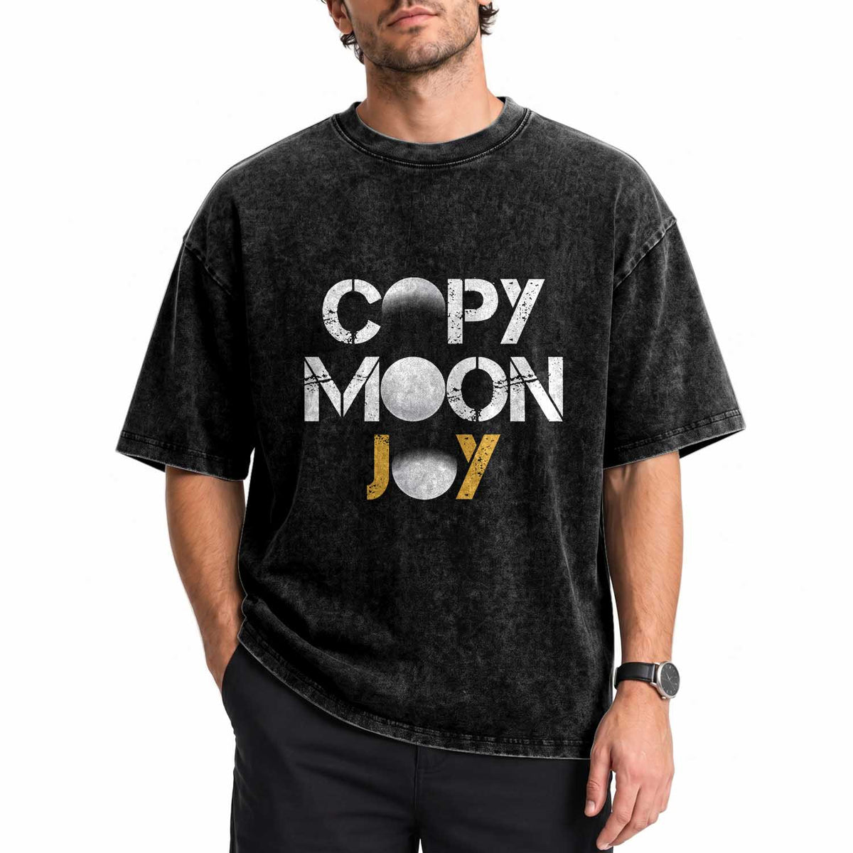 Lunar Mission Astronaut Space Lover Washed Cotton T-Shirt Copy Moon Joy Sci Fi Graphic
