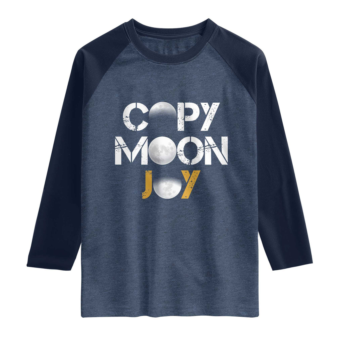 Lunar Mission Astronaut Space Lover Raglan Shirt Copy Moon Joy Sci Fi Graphic TS12 Heather Denim Navy Print Your Wear