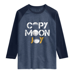 Lunar Mission Astronaut Space Lover Raglan Shirt Copy Moon Joy Sci Fi Graphic TS12 Heather Denim Navy Print Your Wear