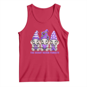 Cute Elephant Gnome Purple Ribbon Alzheimer's Support Tank Top The Heart Never Forgets TS12 Red Print Your Wear
