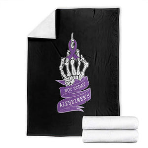 Not Today Alzheimers Throw Blanket Funny Skeleton Middle Finger Purple Ribbon TS12 Black Print Your Wear