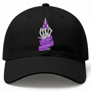 Not Today Alzheimers Baseball Cap Funny Skeleton Middle Finger Purple Ribbon TS12 Print Your Wear