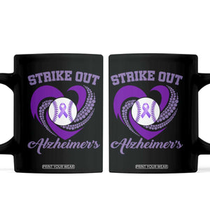 Strike Out Alzheimers Coffee Mug Purple Ribbon Baseball Hope Support TS12 Black Print Your Wear