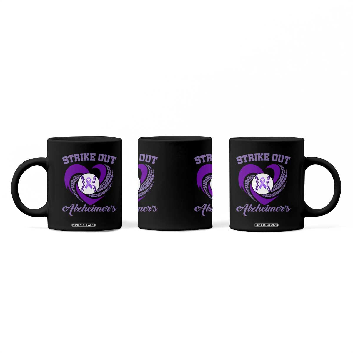 Strike Out Alzheimers Coffee Mug Purple Ribbon Baseball Hope Support TS12 Print Your Wear