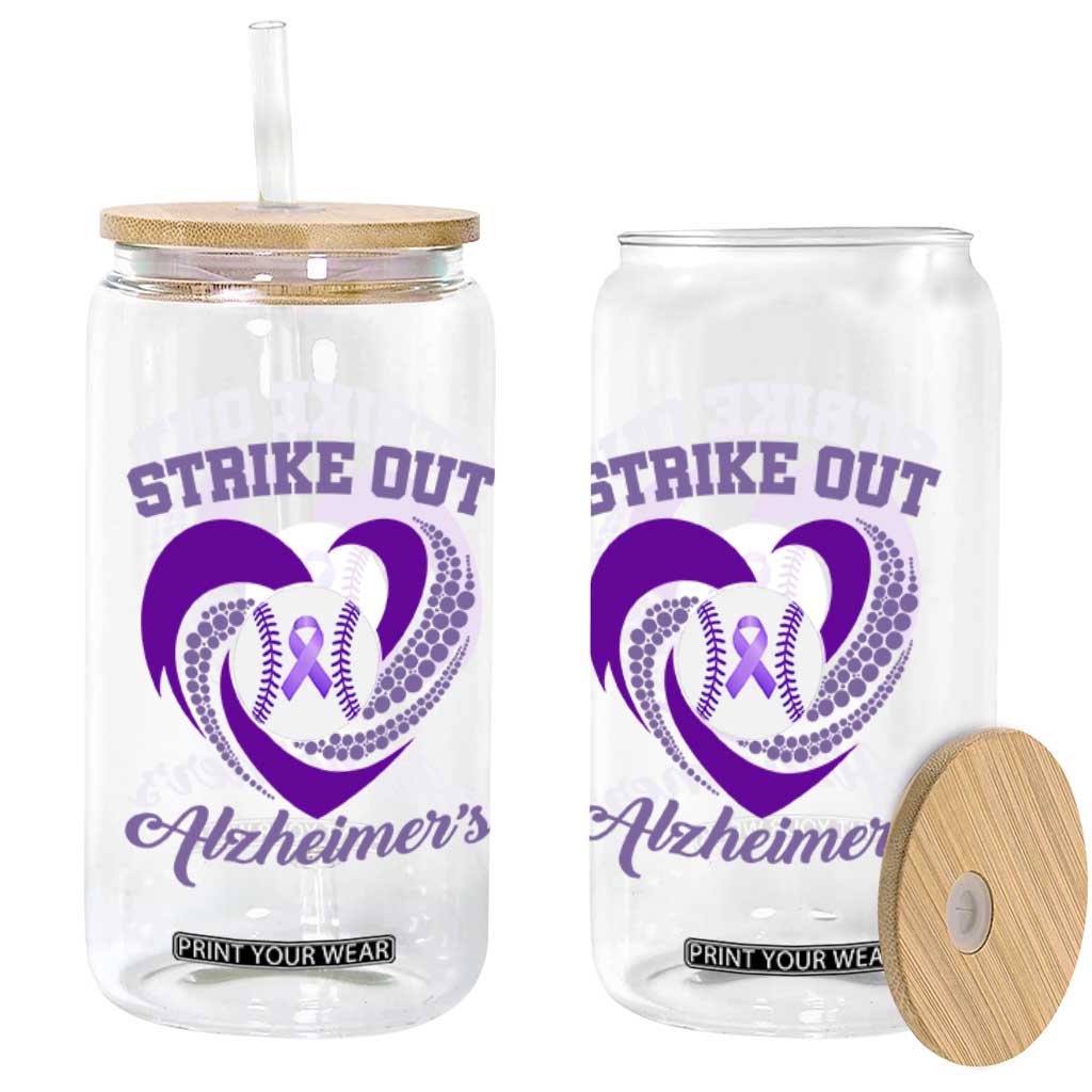 Strike Out Alzheimers Glass Can Purple Ribbon Baseball Hope Support TS12 Print Your Wear