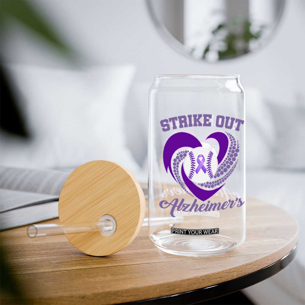 Strike Out Alzheimers Glass Can Purple Ribbon Baseball Hope Support TS12 Print Your Wear