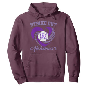 Strike Out Alzheimers Hoodie Purple Ribbon Baseball Hope Support TS12 Maroon Print Your Wear