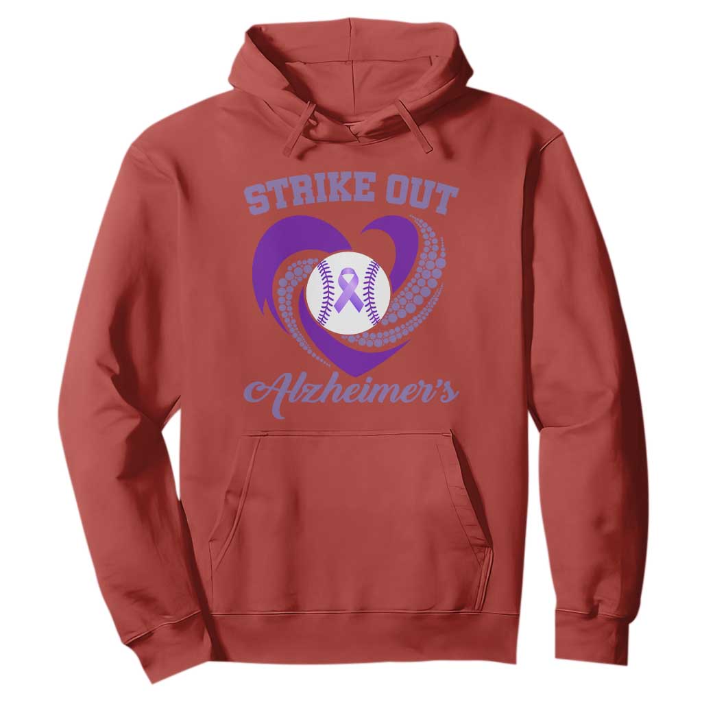 Strike Out Alzheimers Hoodie Purple Ribbon Baseball Hope Support TS12 Red Print Your Wear