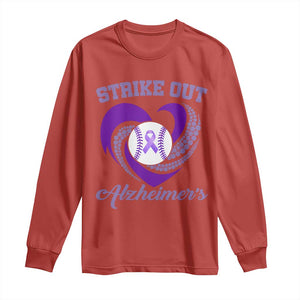 Strike Out Alzheimers Long Sleeve Shirt Purple Ribbon Baseball Hope Support TS12 Red Print Your Wear