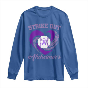 Strike Out Alzheimers Long Sleeve Shirt Purple Ribbon Baseball Hope Support TS12 Royal Blue Print Your Wear