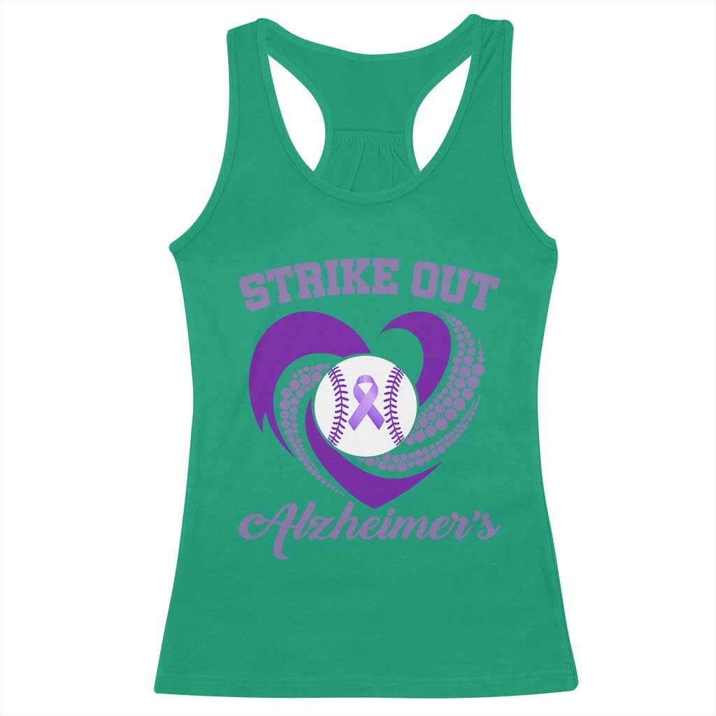 Strike Out Alzheimers Racerback Tank Top Purple Ribbon Baseball Hope Support TS12 Irish Green Print Your Wear