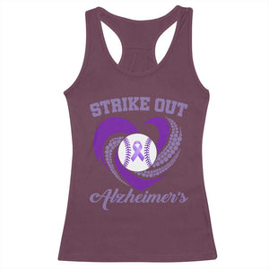 Strike Out Alzheimers Racerback Tank Top Purple Ribbon Baseball Hope Support TS12 Maroon Print Your Wear