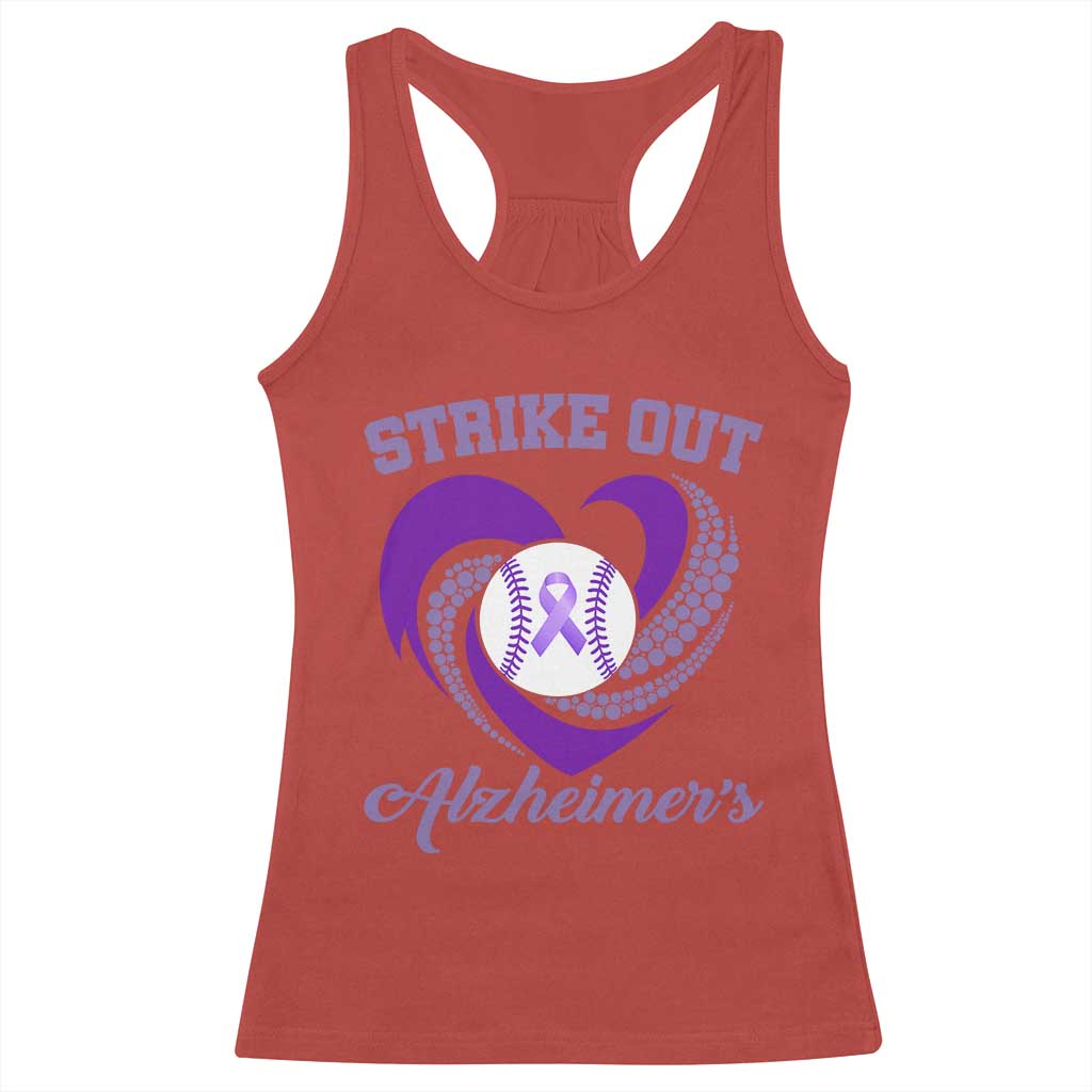 Strike Out Alzheimers Racerback Tank Top Purple Ribbon Baseball Hope Support TS12 Red Print Your Wear