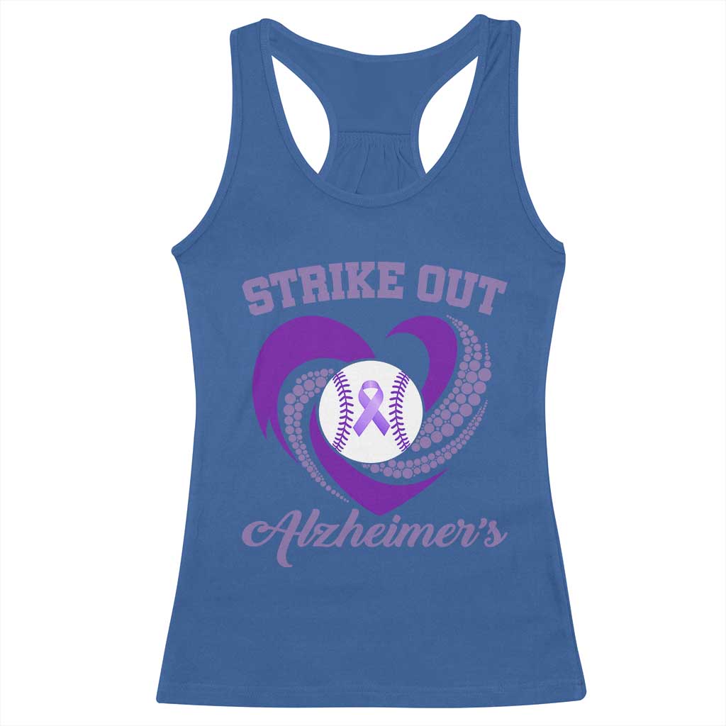Strike Out Alzheimers Racerback Tank Top Purple Ribbon Baseball Hope Support TS12 Royal Blue Print Your Wear