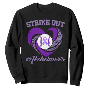 Strike Out Alzheimers Sweatshirt Purple Ribbon Baseball Hope Support TS12 Black Print Your Wear