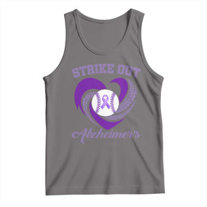 Strike Out Alzheimers Tank Top Purple Ribbon Baseball Hope Support TS12 Deep Heather Print Your Wear