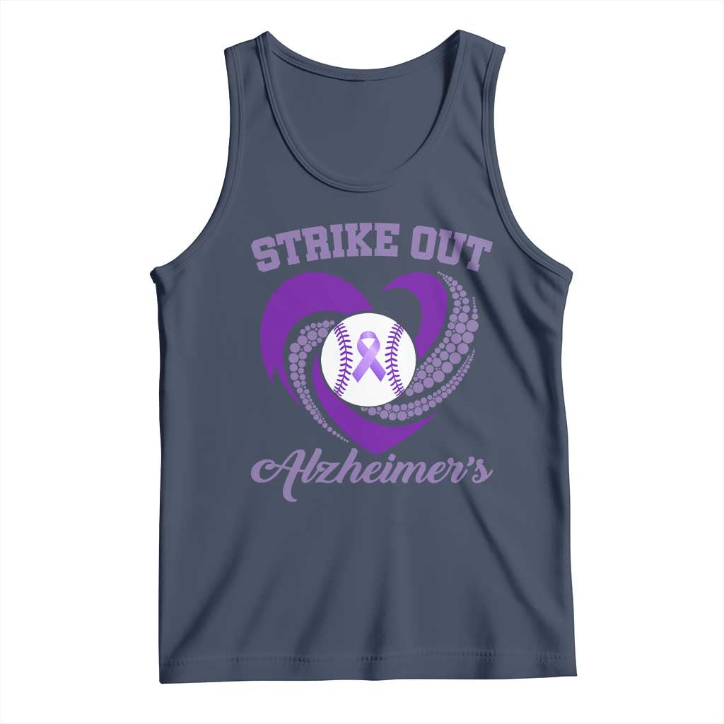 Strike Out Alzheimers Tank Top Purple Ribbon Baseball Hope Support TS12 Navy Print Your Wear