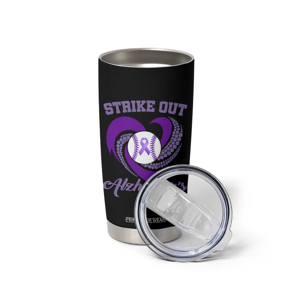 Strike Out Alzheimers Tumbler Cup Purple Ribbon Baseball Hope Support TS12 Print Your Wear