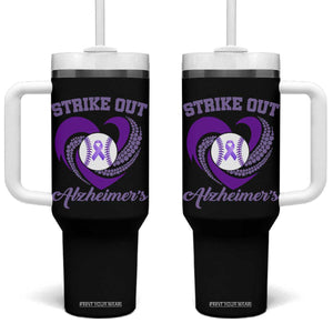 Strike Out Alzheimers Tumbler With Handle Purple Ribbon Baseball Hope Support TS12 One Size: 40 oz Black Print Your Wear