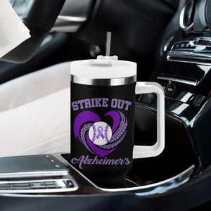 Strike Out Alzheimers Tumbler With Handle Purple Ribbon Baseball Hope Support TS12 Print Your Wear