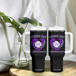 Strike Out Alzheimers Tumbler With Handle Purple Ribbon Baseball Hope Support TS12 Print Your Wear