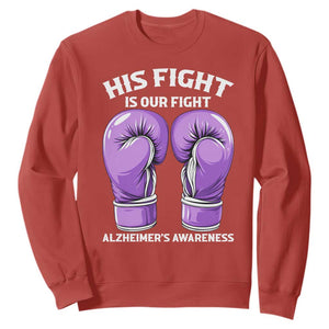 Purple Boxing Gloves Alzheimers Support Sweatshirt His Fight Our Fight TS12 Red Print Your Wear