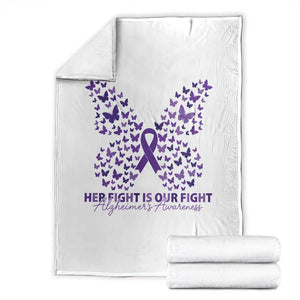 Alzheimers Awareness Butterfly Support Gift Throw Blanket Her Fight Our Fight TS12 White Print Your Wear