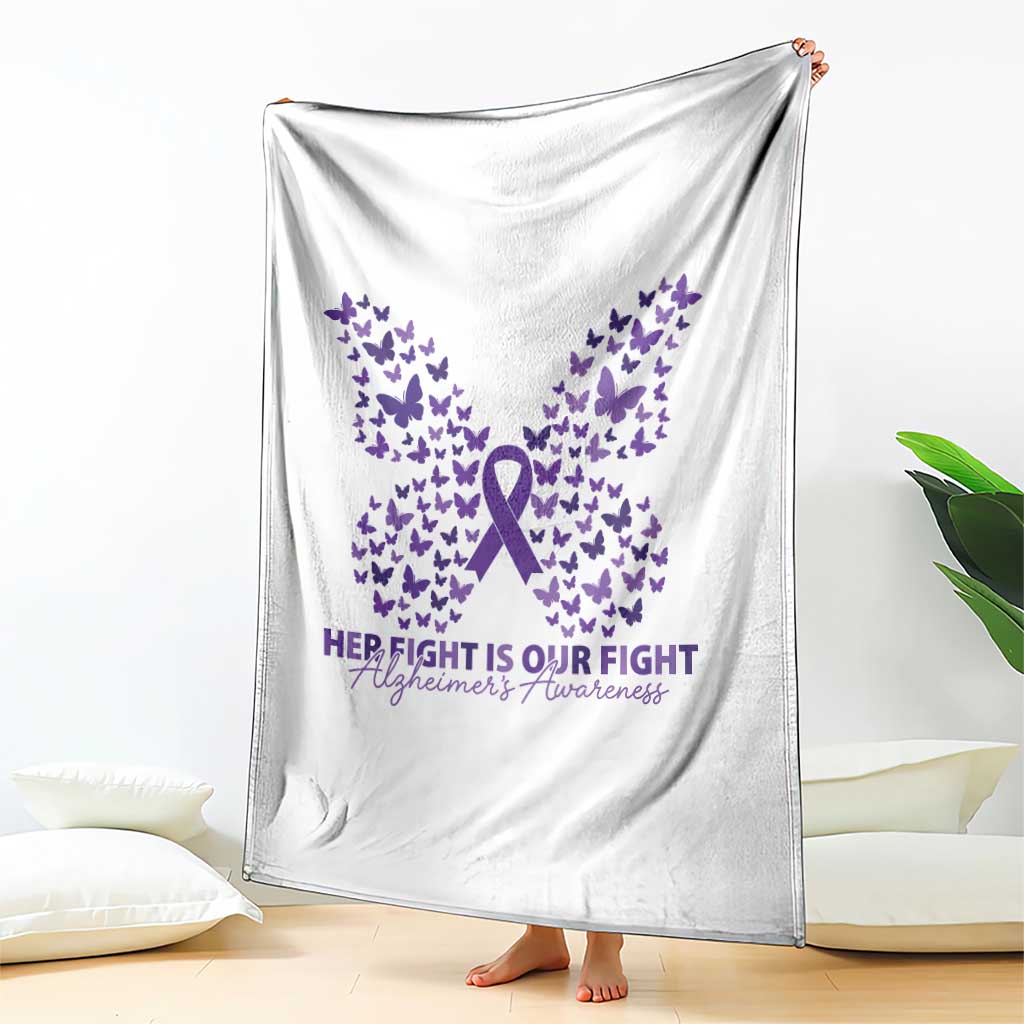 Alzheimers Awareness Butterfly Support Gift Throw Blanket Her Fight Our Fight TS12 Print Your Wear