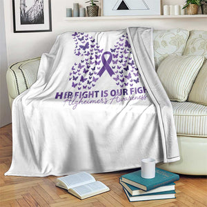 Alzheimers Awareness Butterfly Support Gift Throw Blanket Her Fight Our Fight TS12 Print Your Wear