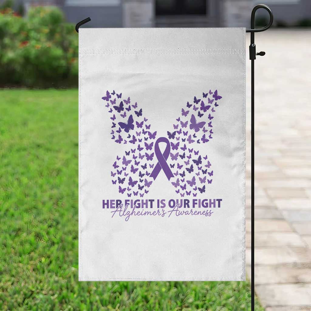 Alzheimers Awareness Butterfly Support Gift Garden Flag Her Fight Our Fight TS12 Print Your Wear
