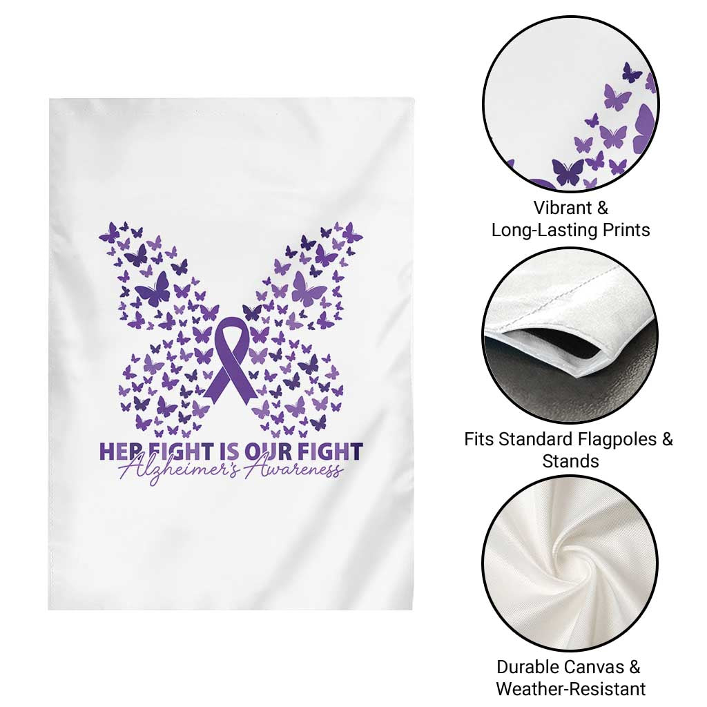 Alzheimers Awareness Butterfly Support Gift Garden Flag Her Fight Our Fight TS12 Print Your Wear