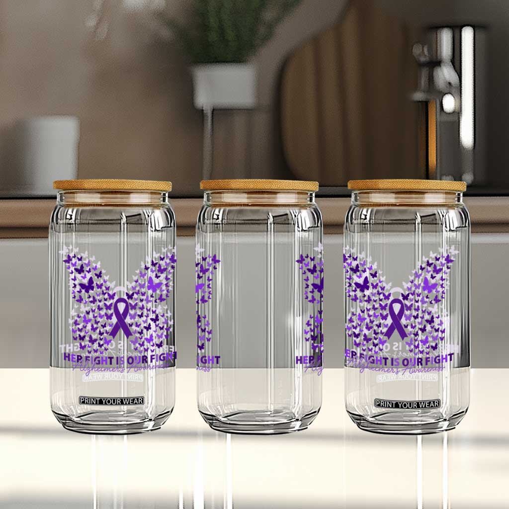 Alzheimers Awareness Butterfly Support Gift Glass Can Her Fight Our Fight TS12 Print Your Wear