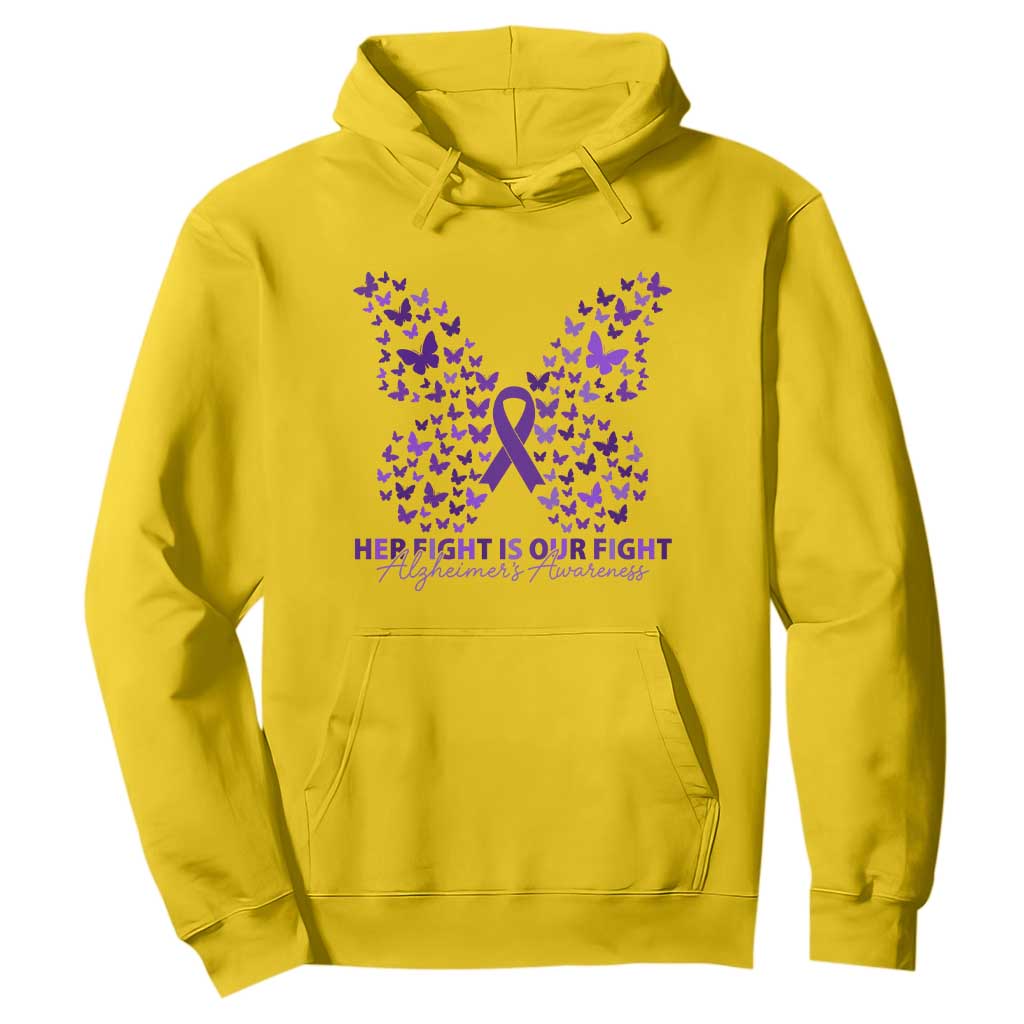 Alzheimers Awareness Butterfly Support Gift Hoodie Her Fight Our Fight TS12 Daisy Print Your Wear