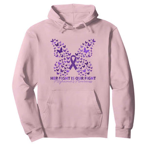 Alzheimers Awareness Butterfly Support Gift Hoodie Her Fight Our Fight TS12 Light Pink Print Your Wear