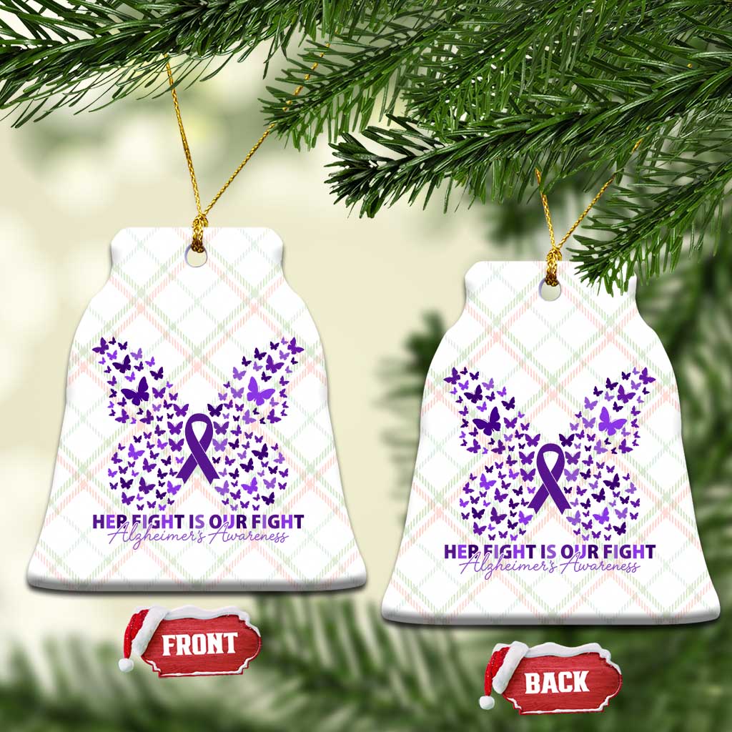 Alzheimers Awareness Butterfly Support Gift Ceramic Ornament Her Fight Our Fight TS12 Print Your Wear