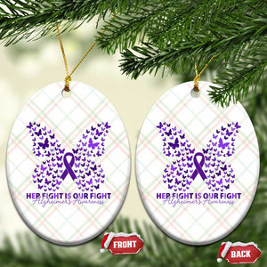 Alzheimers Awareness Butterfly Support Gift Ceramic Ornament Her Fight Our Fight TS12 Print Your Wear