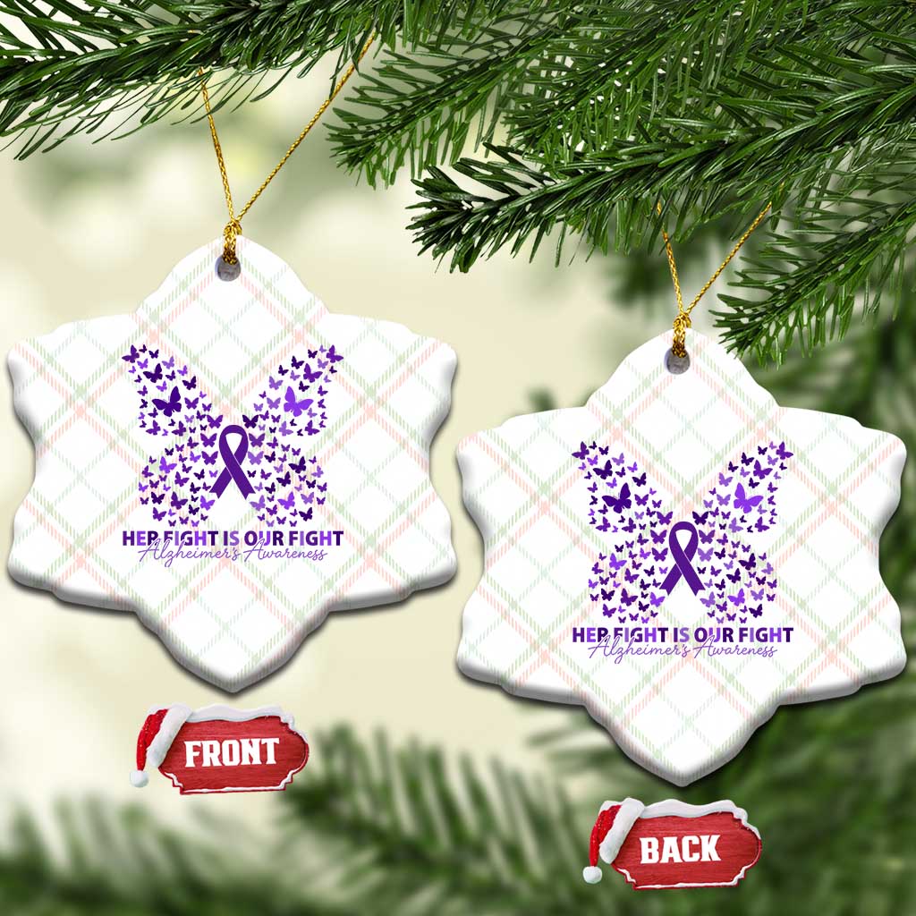 Alzheimers Awareness Butterfly Support Gift Ceramic Ornament Her Fight Our Fight TS12 Print Your Wear
