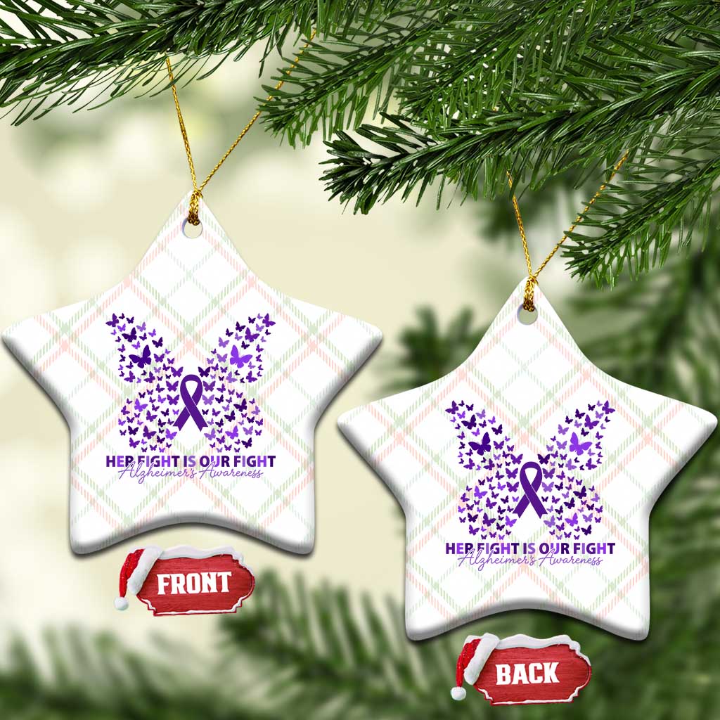 Alzheimers Awareness Butterfly Support Gift Ceramic Ornament Her Fight Our Fight TS12 Print Your Wear
