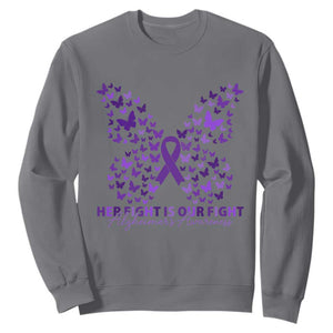 Alzheimers Awareness Butterfly Support Gift Sweatshirt Her Fight Our Fight TS12 Charcoal Print Your Wear