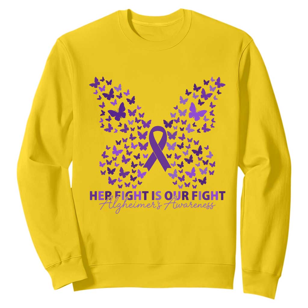 Alzheimers Awareness Butterfly Support Gift Sweatshirt Her Fight Our Fight TS12 Daisy Print Your Wear