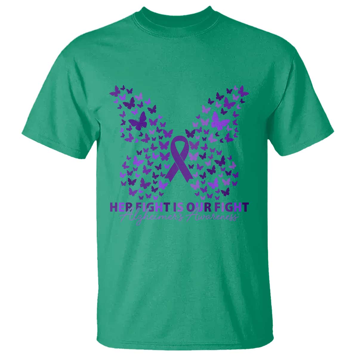 Alzheimers Awareness Butterfly Support Gift T Shirt Her Fight Our Fight TS12 Irish Green Print Your Wear