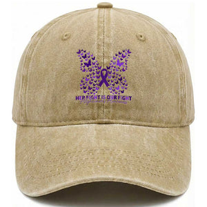 Alzheimers Awareness Butterfly Support Gift Washed Cotton Baseball Cap Her Fight Our Fight TS12 Print Your Wear
