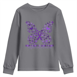 Alzheimers Awareness Butterfly Support Gift Youth Sweatshirt Her Fight Our Fight TS12 Charcoal Print Your Wear