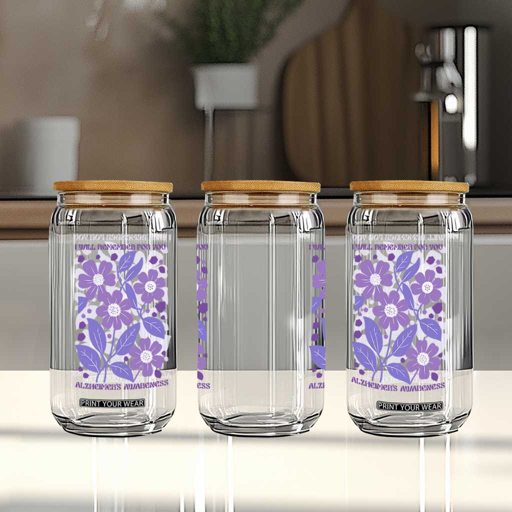 Alzheimers Purple Floral Retro Graphic Glass Can I Will Remember For You TS12 Print Your Wear